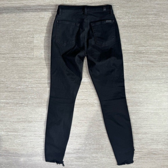 7 FOR ALL MANKIND High Waist Ankle Gwenevere Jeans Black 26 Distressed Stretch - Picture 2 of 12